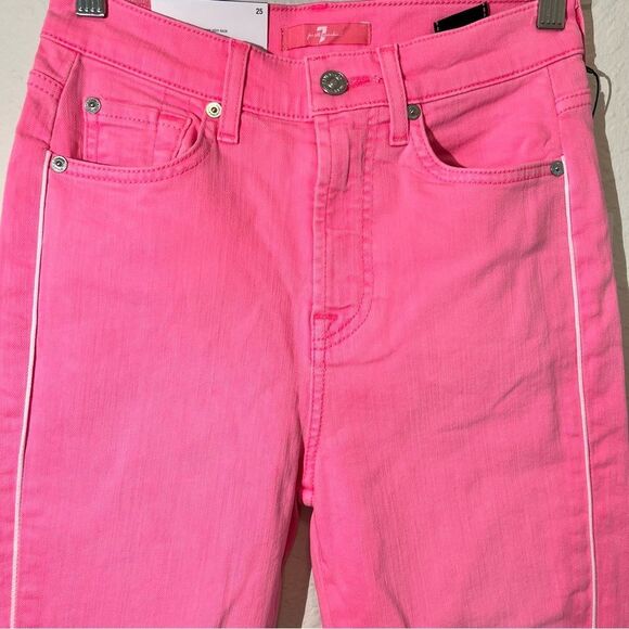 7 for all mankind jeans 💗 high waist slim kick 💗 pink 💗 size 25 - Picture 5 of 9